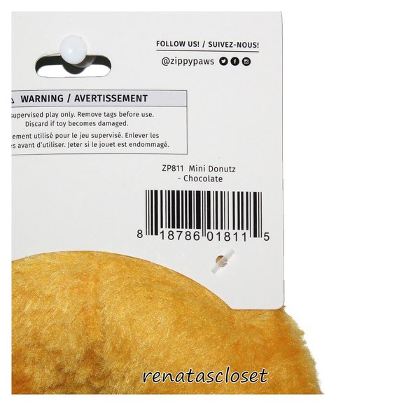 Zippy Paws Mini Donutz Plush Dog Toy - Chocolate NWT - Picture 6 of 8